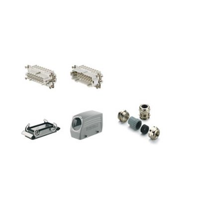 Contacto y clavija multipolar metalica Weidmuller WR 1712520000 HDC-KIT-HE 16.120 tomacorriente 16 POLOS 2 Gancho