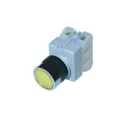 Boton pulsador 30mm plastico Amarillo HY APB30-Y