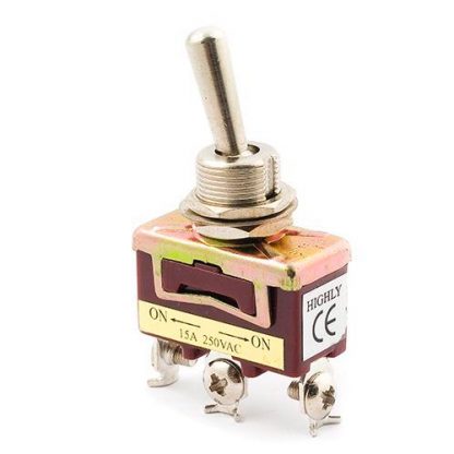 Interruptor COLA DE RATA  2P-2T, 3 POSICIONES. CON PLACA LEYENDA ON-OFF-ON