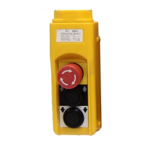Botonera colgante 2 pulsadores 1 hongo 5A. 250VCA