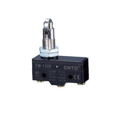 CM-1309 Microswitch bastajo largo con rodillo perpendicular 15 A 250vac com na nc